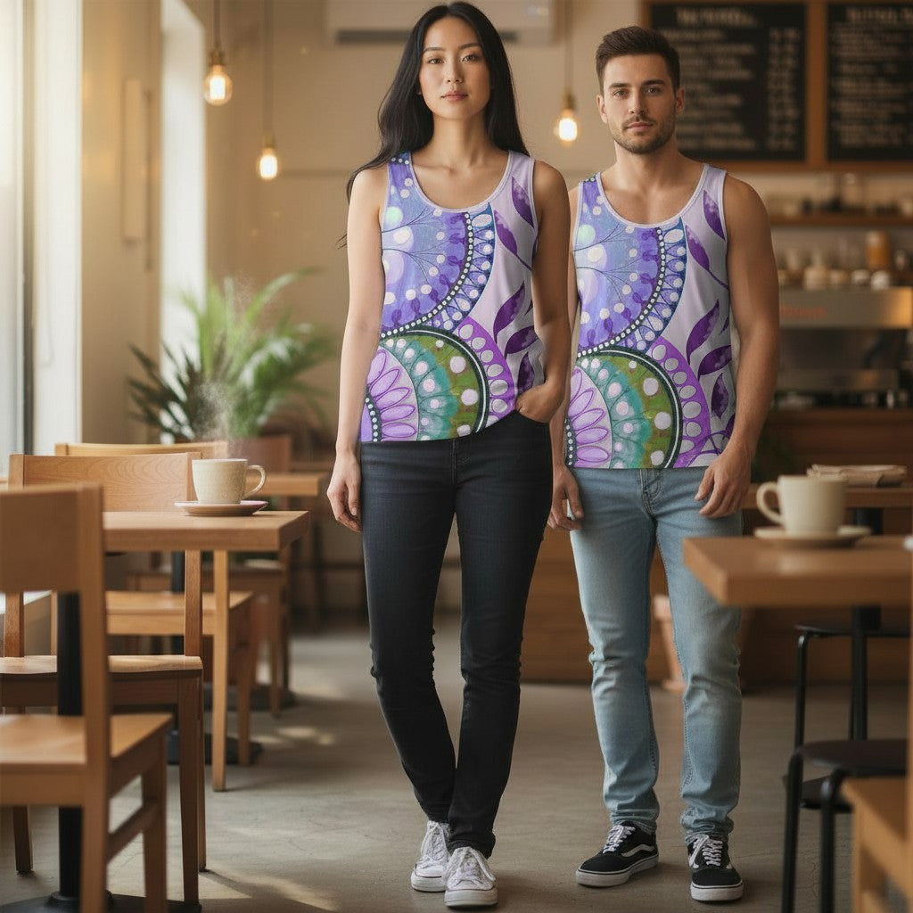 Bohemian Floral Unisex Tank Top - Art Design for Summer & Festivals