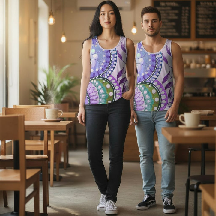 Bohemian Floral Unisex Tank Top - Art Design for Summer & Festivals