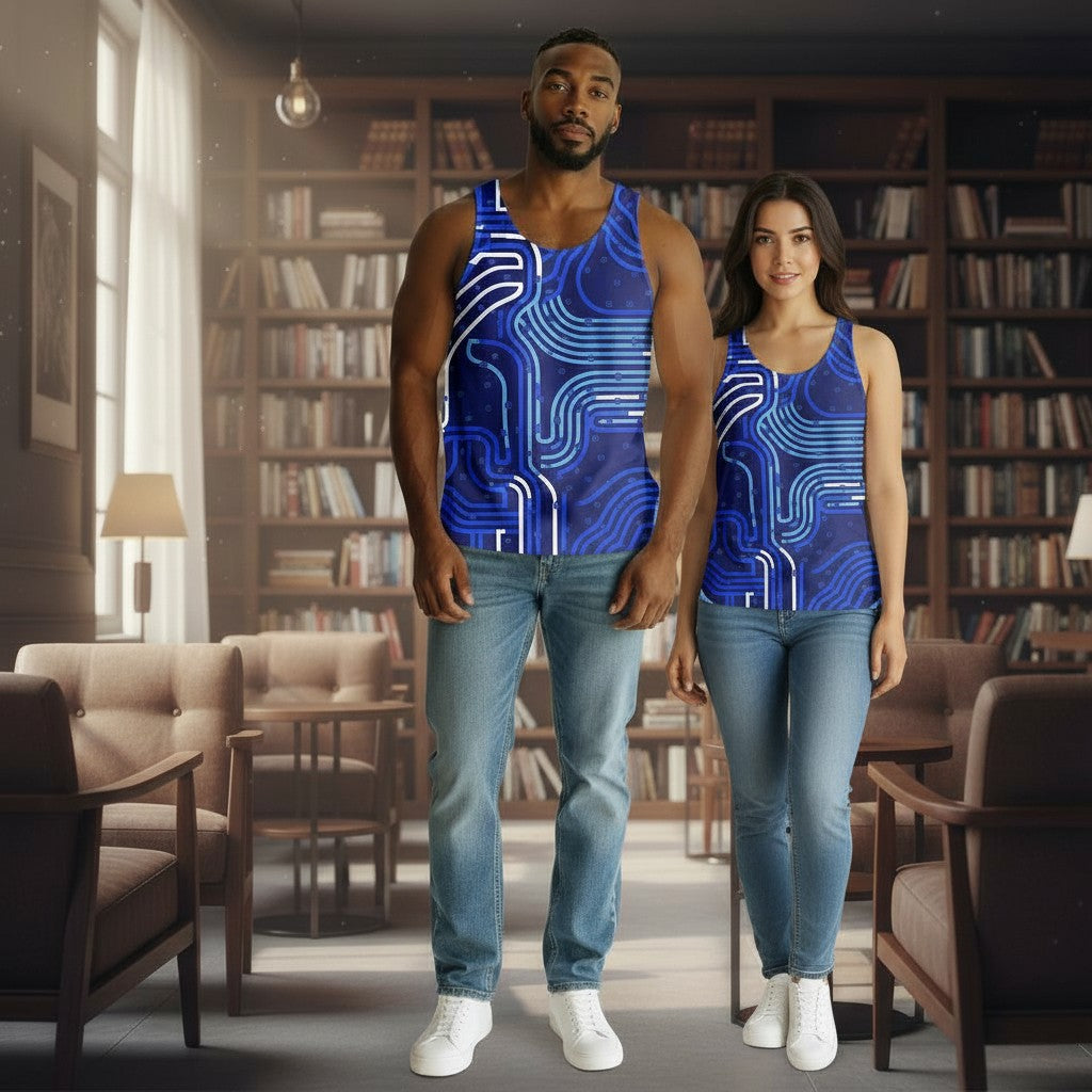 Circuit Board Design Unisex Tank Top - Stylish Tech-Inspired Summer Wear