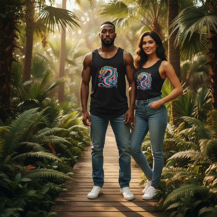 Women's Flowy Scoop Muscle Tank - Groovy Dragon