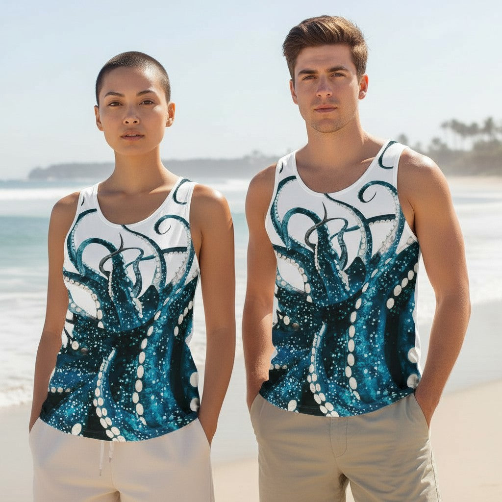 Deep Sea Octopus Unisex Tank Top | Ocean-Inspired Summer Wear