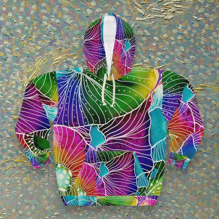 Vibrant Nature-Inspired Unisex Pullover Hoodie - Colorful Floral Design