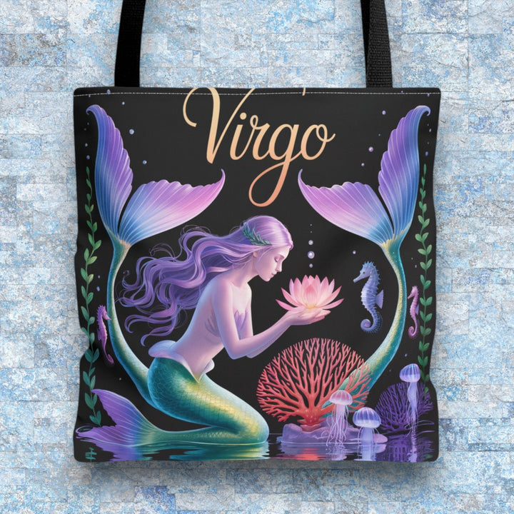 Virgo Mermaid Tote Bag, Virgo Gift, Zodiac Bag, Sea Creature Style, Ocean Lover Accessory, Birthday Present