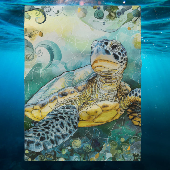 Soft Fleece Baby Blanket - Watercolor Sea Turtle