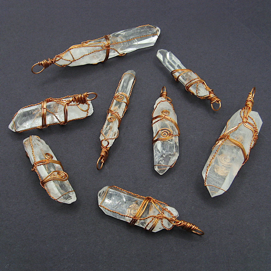 Raw Quartz Crystal Copper Pendant | Handmade Wire Wrapped Necklace