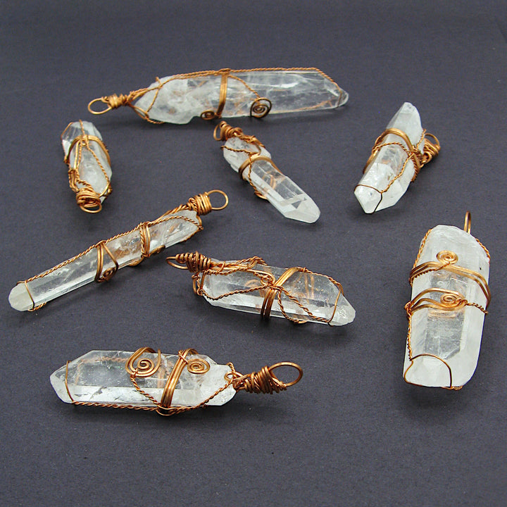 Raw Quartz Crystal Copper Pendant | Handmade Wire Wrapped Necklace