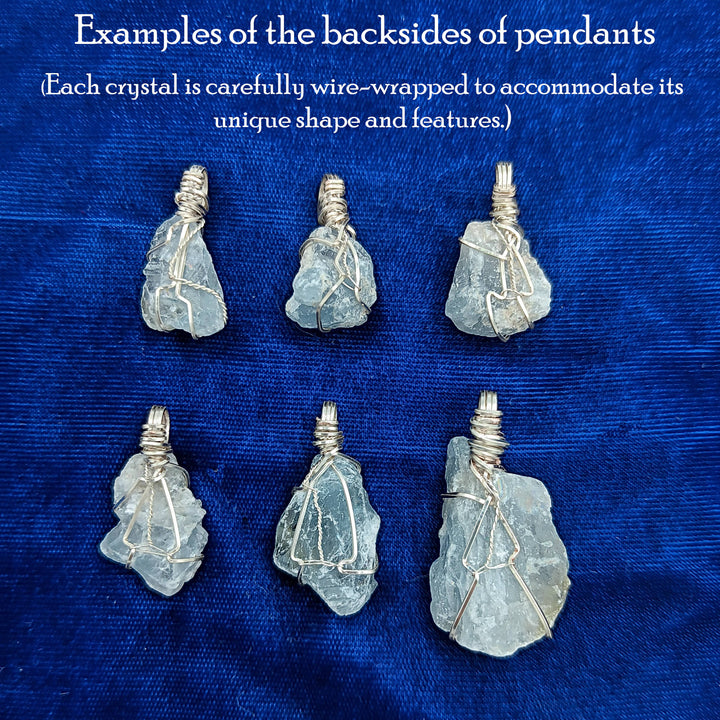 Raw Celestite Crystal Pendant | Handmade Blue Wire Wrapped Necklace