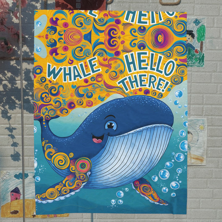 Velveteen Plush Blanket - Whale Hello There