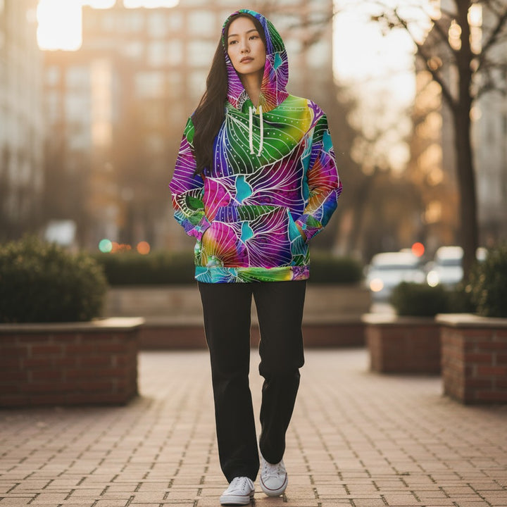 Vibrant Nature-Inspired Unisex Pullover Hoodie - Colorful Floral Design