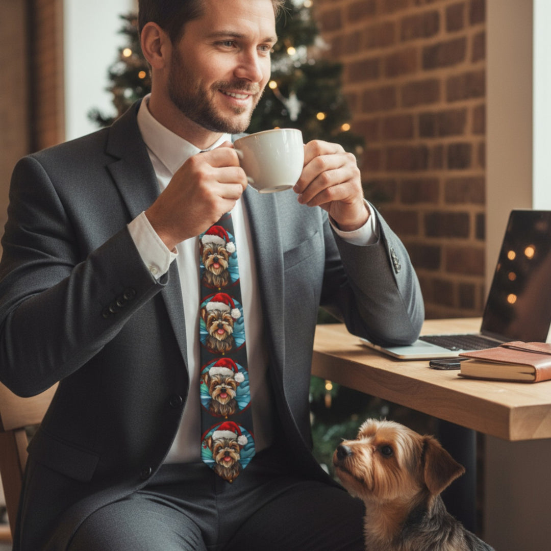 Yorkie Christmas Necktie